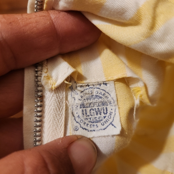 1960s Union Made Mod Vintage Yellow & White Stripe Shift Dress - Picture 8 of 8